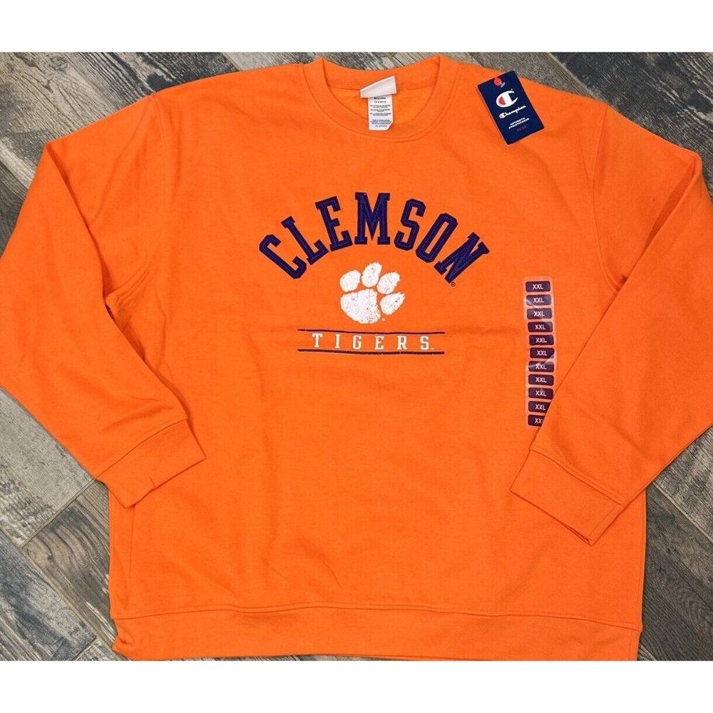 New Champion Men's Clemson Tigers Paw Appliqué Letters Fleece SweatShirt 2XL‎